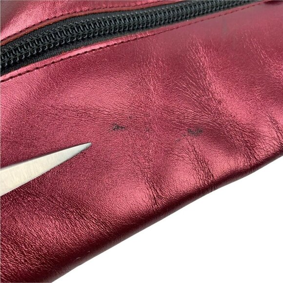 Vintage BAKERS Leather Metallic Maroon Red high Ladies Ankle Boots Size 5.5B 90s - Picture 6 of 9